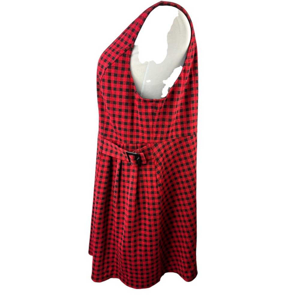 City Chic Pinafore Dress Plaid Checks Pini Gingham Red Black Buckle Plus Size 22 - Picture 3 of 11